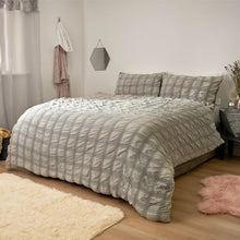 Load image into Gallery viewer, Silver Square Seersucker Bedding
